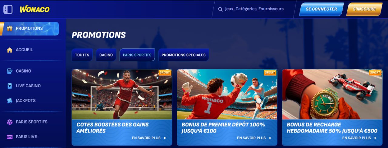 Bonus paris sportifs Wonaco