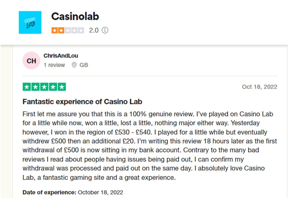 Fiabilité de CasinoLab sur internet