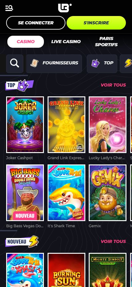 Lunubet Casino France (Mobile screen), parisportif.tv