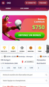 Casino Infinity sports et marches