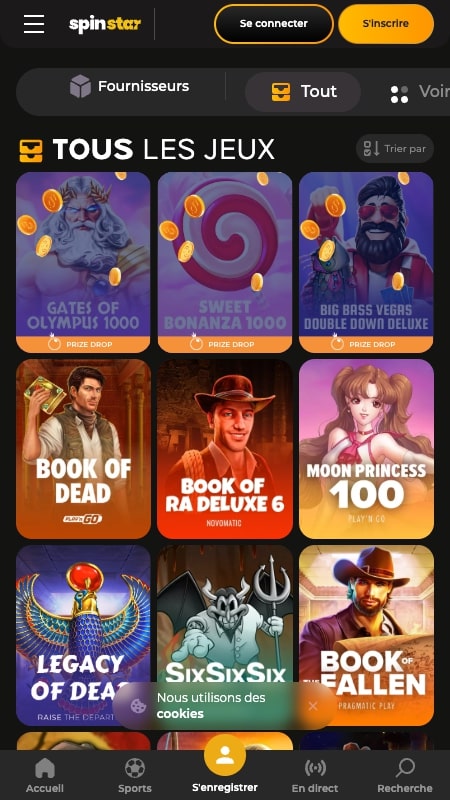 Interface du casino Spinstar.bet