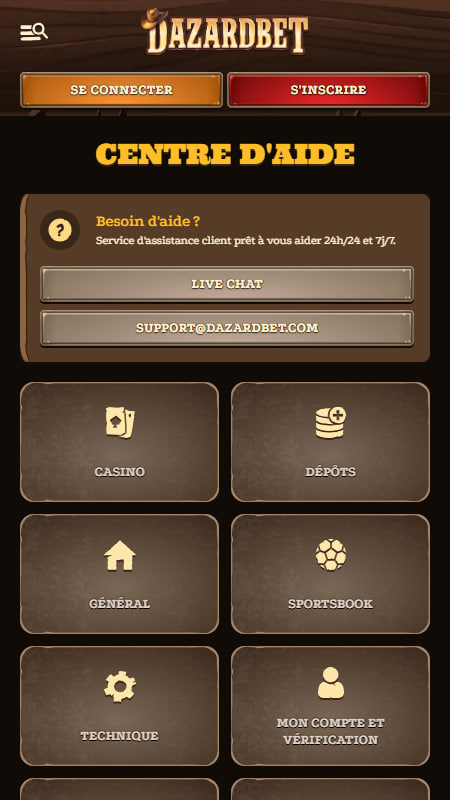 Dazardbet Service client France