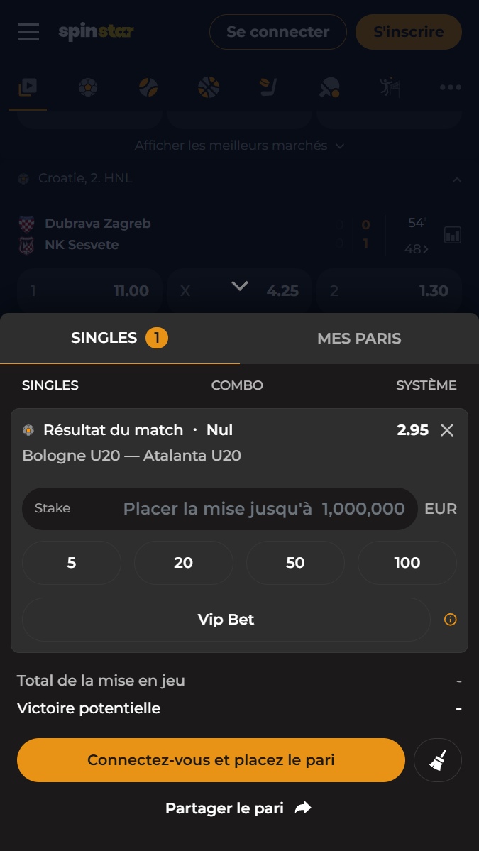 Étape 3 : Choisissez la cote la plus intéressante, ajustez et pariez