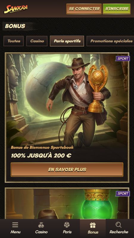 Page des promotions sur Sankra