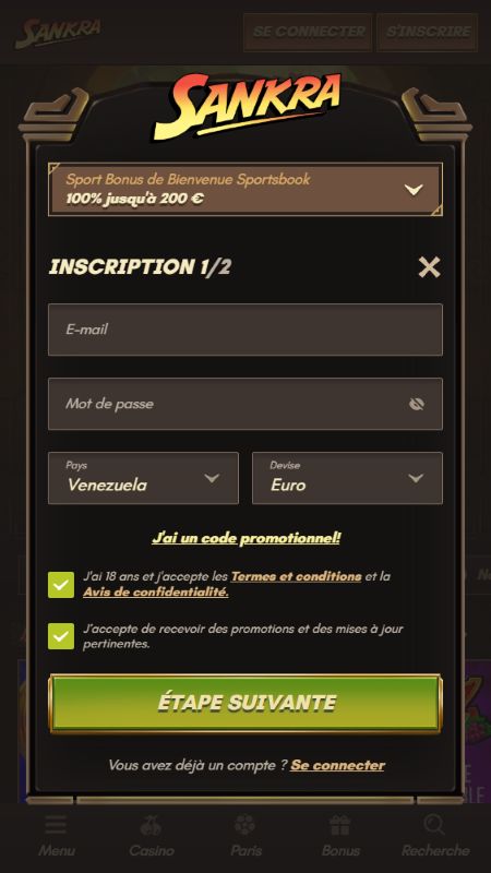 Création d’un compte sur Sankra
