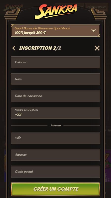Création d’un compte sur Sankra